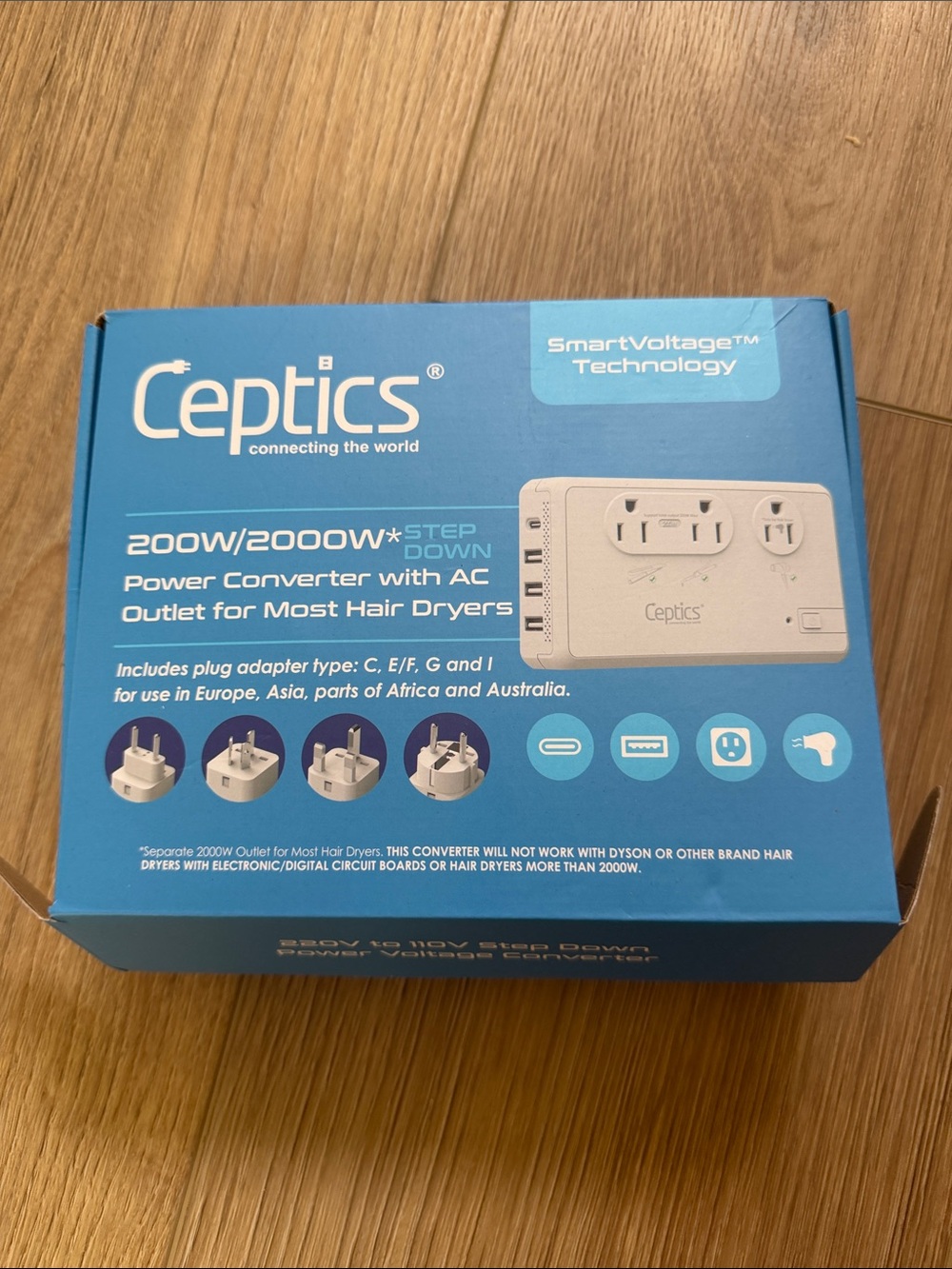 Blue 200W/2000W Power Converter with AC Outlet